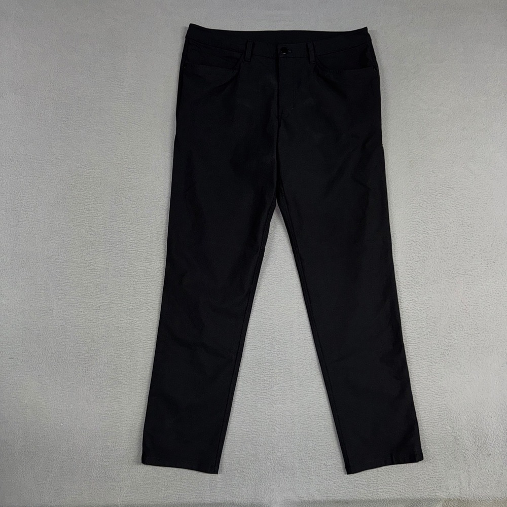Lululemon ABC Pants Mens 34x32 Black Slim Straight Technical Warpstreme Trousers
